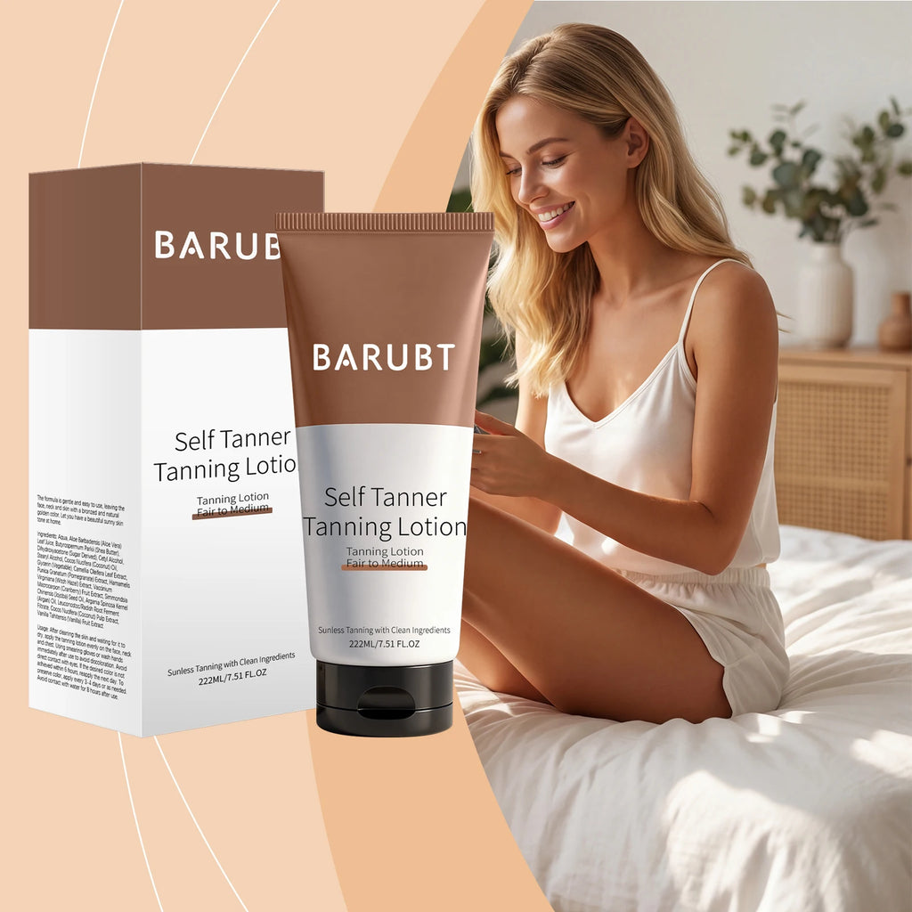 BARUBT Self Tanner Tanning Lotion for Fair to Medium Skin – Sunless Tanner with Clean Ingredients – Natural Glow – 222ml/7.51fl.oz