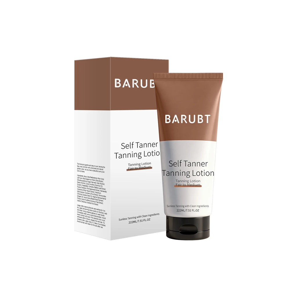 BARUBT Self Tanner Tanning Lotion for Fair to Medium Skin – Sunless Tanner with Clean Ingredients – Natural Glow – 222ml/7.51fl.oz